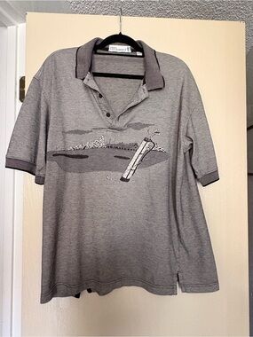 Vintage 90s pro Celebrity Grey Golf Polo Shirt
